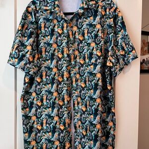 Blue and Orange Casual Button Down Shirt